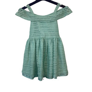 Girls Nannette Kids Cold Shoulder Summer Dress Mint Green Lace Overlay Size 6